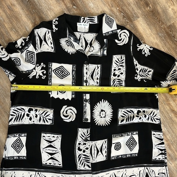 Ulla Popken Womens Size 20 Top Black White Tribal Print Artsy Funky Boho - Picture 7 of 12